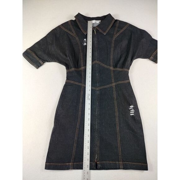 Chicways Denim Dress Women's Small Classiccore Minimalist Retro Basic  Full‎ Zip - Picture 7 of 9